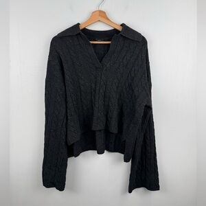 Joseph Women‎ Grey Cable Knit Polo Sweater Jumper Size Small